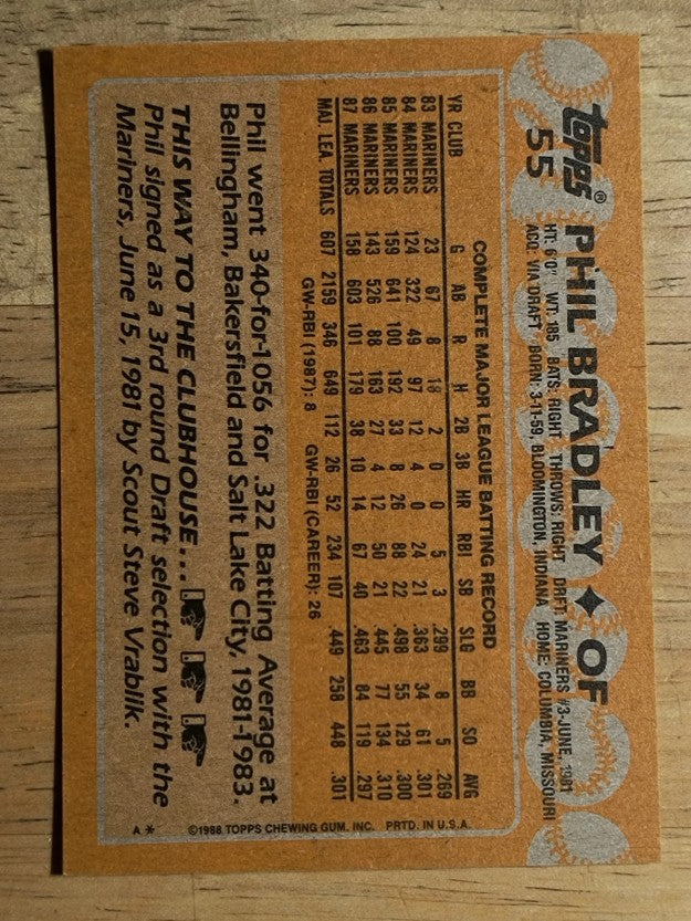 1988 Topps #55 Phil Bradley