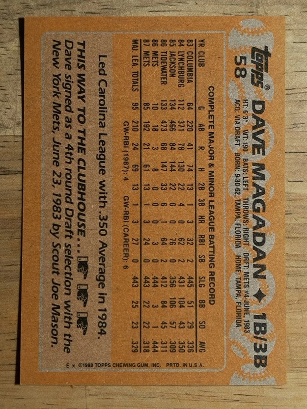 1988 Topps #58 Dave Magadan