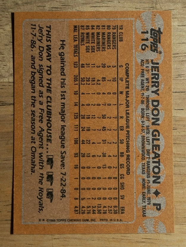 1988 Topps #116 Jerry Don Gleaton