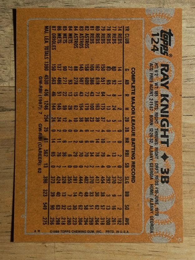 1988 Topps #124 Ray Knight