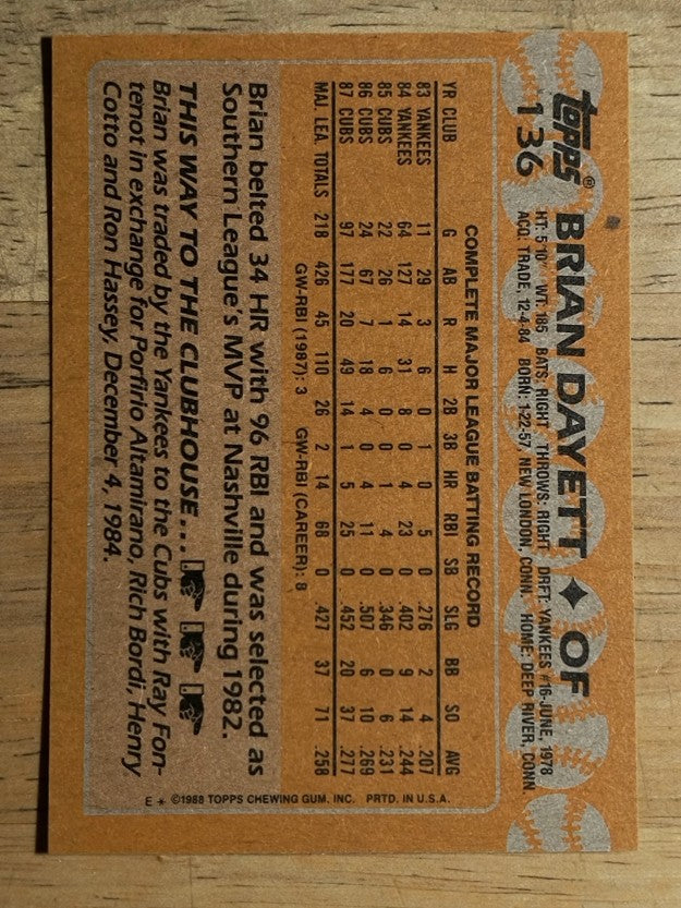 1988 Topps #136 Brian Dayett