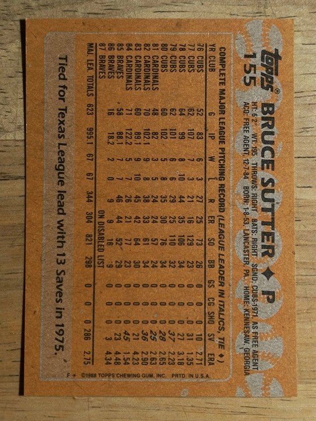 1988 Topps #155 Bruce Sutter