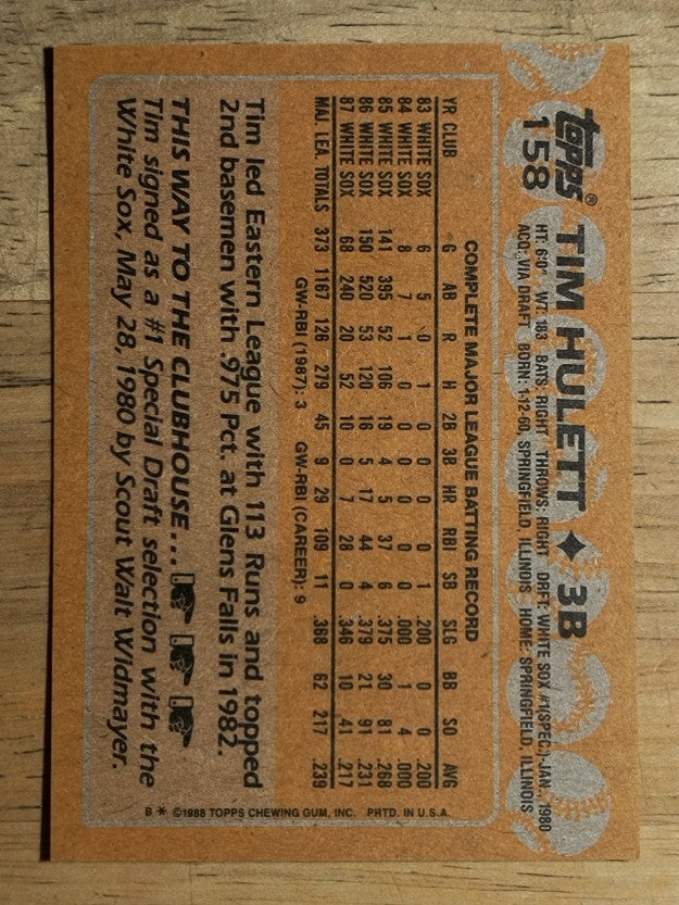 1988 Topps #158 Tim Hulett