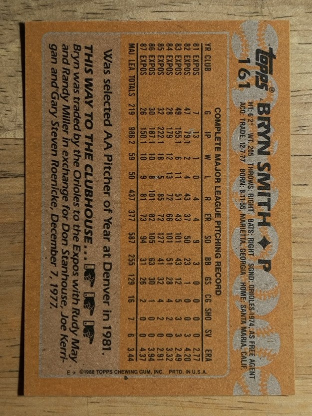 1988 Topps #161 Bryn Smith