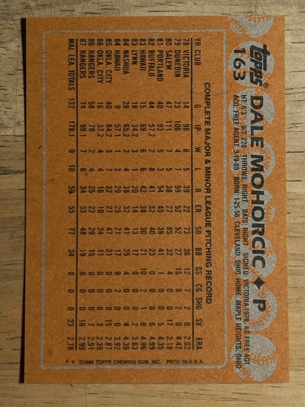 1988 Topps #163 Dale Mohorcic