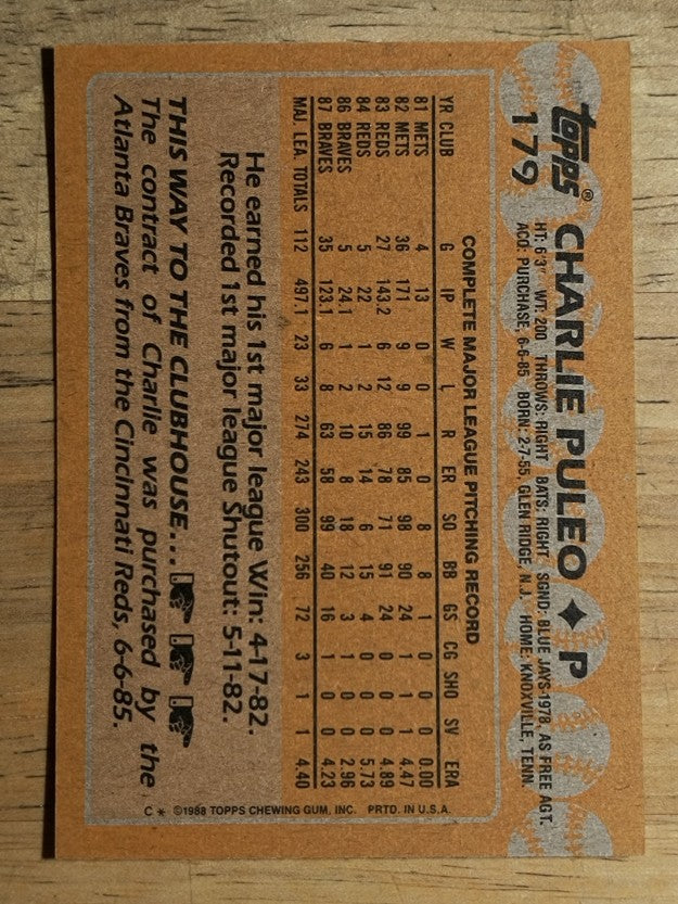 1988 Topps #179 Charlie Puleo