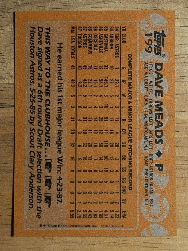 1988 Topps #199 Dave Meads