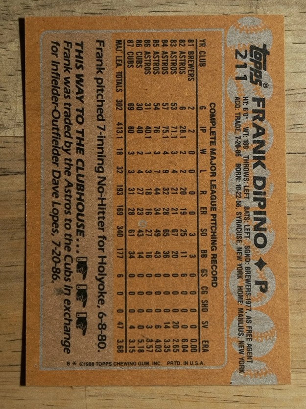 1988 Topps #211 Frank DiPino