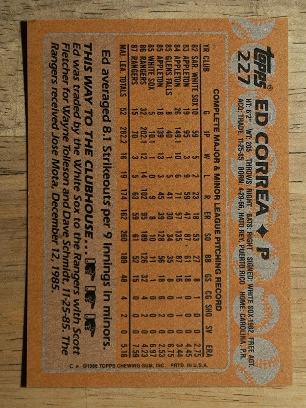 1988 Topps #227 Ed Correa