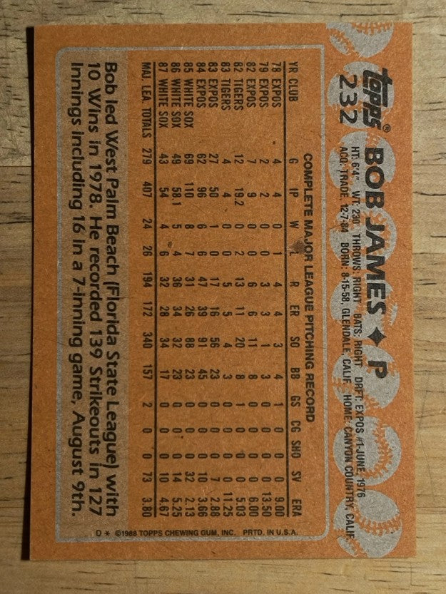 1988 Topps #232 Bob James