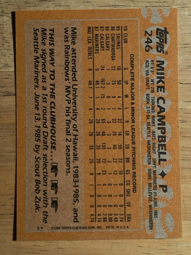 1988 Topps #246 Mike Campbell RC