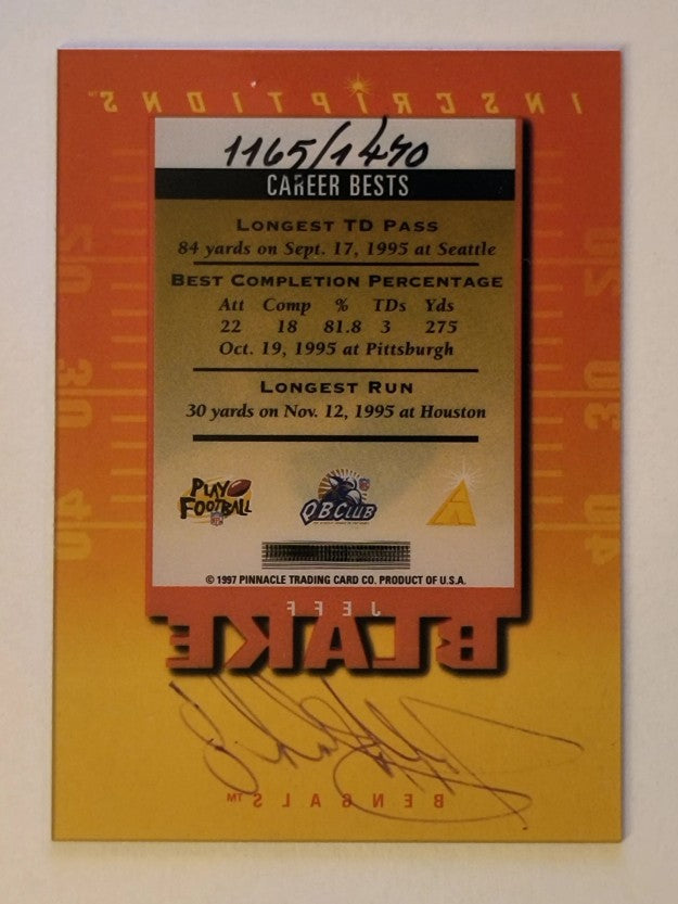 1997 Pinnacle Inscriptions Autographs #2 Jeff Blake/1470