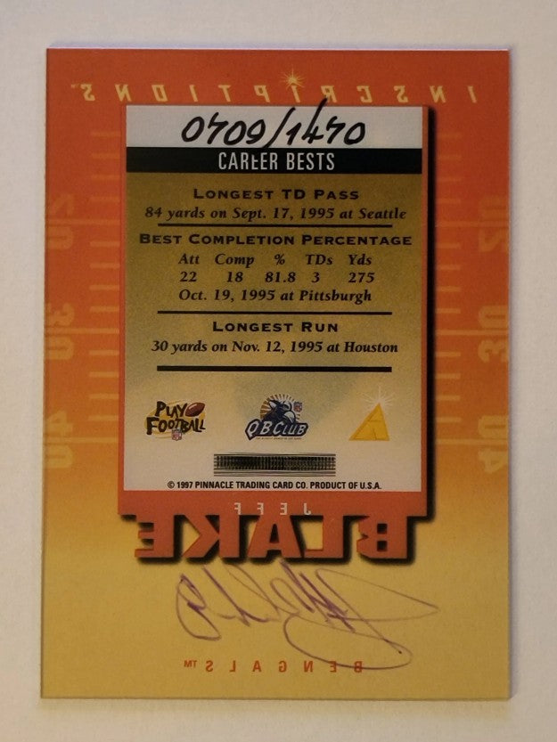 1997 Pinnacle Inscriptions Autographs #2 Jeff Blake/1470