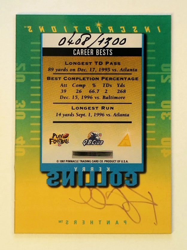 1997 Pinnacle Inscriptions Autographs #6 Kerry Collins/1300