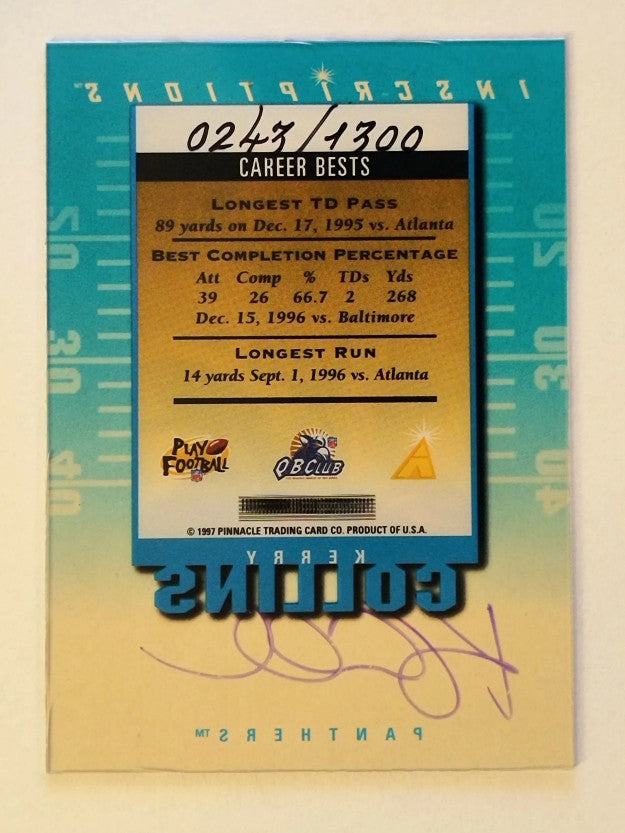 1997 Pinnacle Inscriptions Autographs #6 Kerry Collins/1300