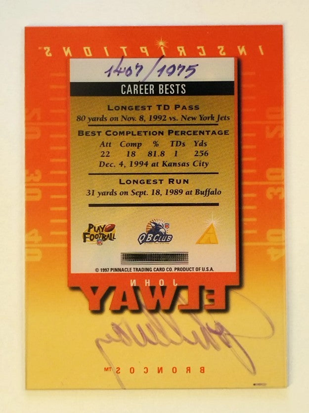 1997 Pinnacle Inscriptions Autographs #8 John Elway/1975