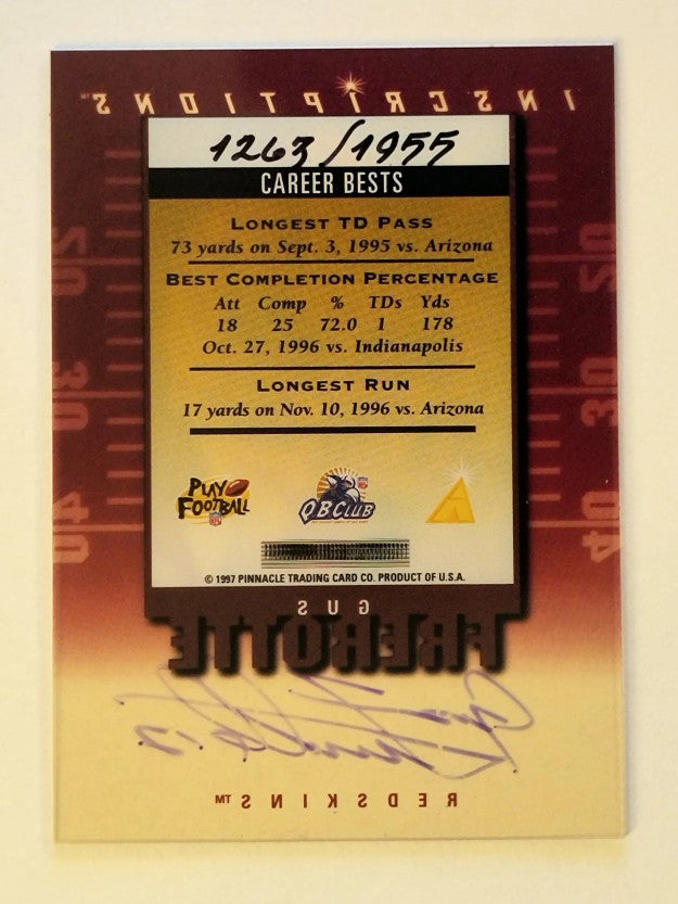 1997 Pinnacle Inscriptions Autographs #11 Gus Frerotte/1975