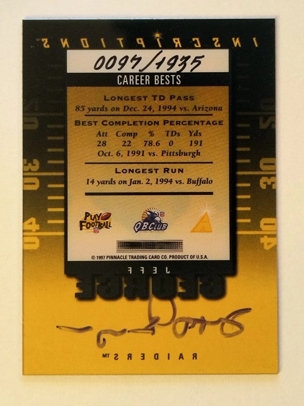 1997 Pinnacle Inscriptions Autographs #12 Jeff George/1935