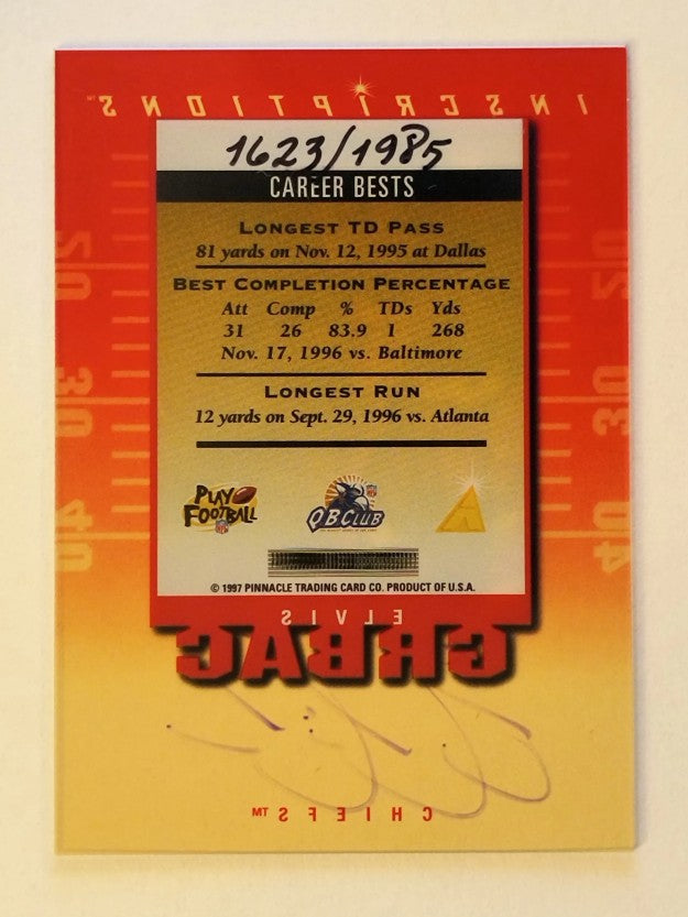 1997 Pinnacle Inscriptions Autographs #13 Elvis Grbac/1985
