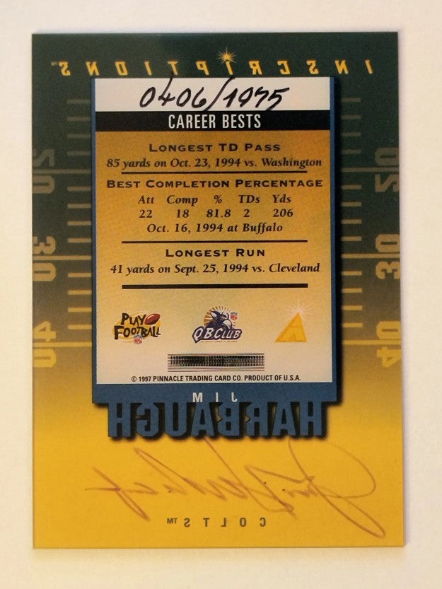 1997 Pinnacle Inscriptions Autographs #14 Jim Harbaugh/1975