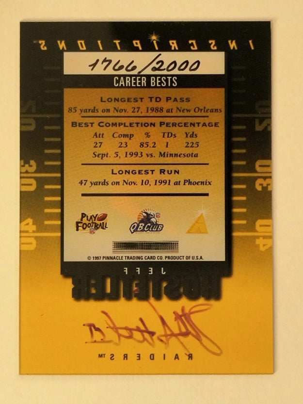 1997 Pinnacle Inscriptions Autographs #15 Jeff Hostetler/2000