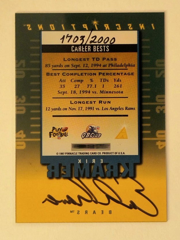 1997 Pinnacle Inscriptions Autographs #18 Erik Kramer/2000