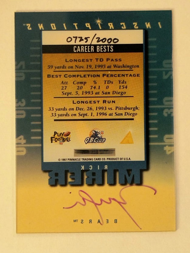 1997 Pinnacle Inscriptions Autographs #20 Rick Mirer/2000