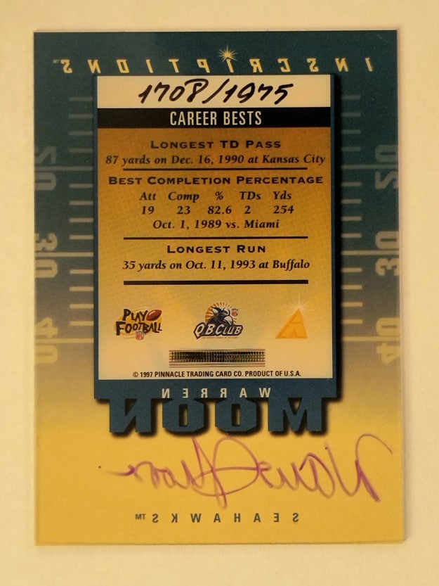1997 Pinnacle Inscriptions Autographs #22 Warren Moon/1975