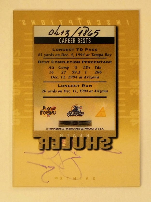 1997 Pinnacle Inscriptions Autographs #27 Heath Shuler/1865