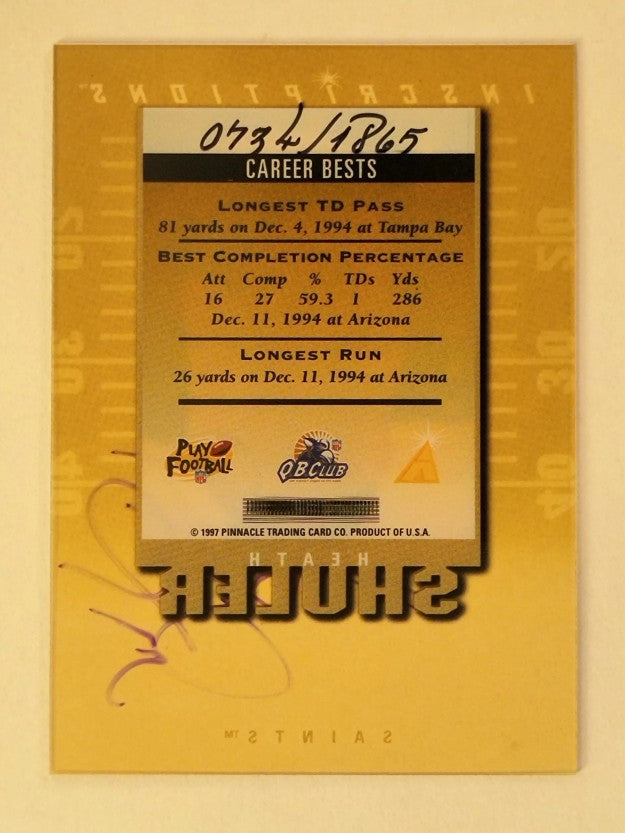1997 Pinnacle Inscriptions Autographs #27 Heath Shuler/1865