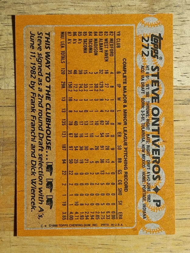 1988 Topps #272 Steve Ontiveros
