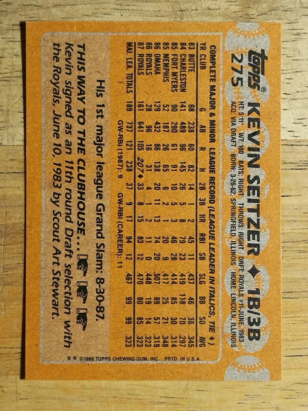 1988 Topps #275 Kevin Seitzer