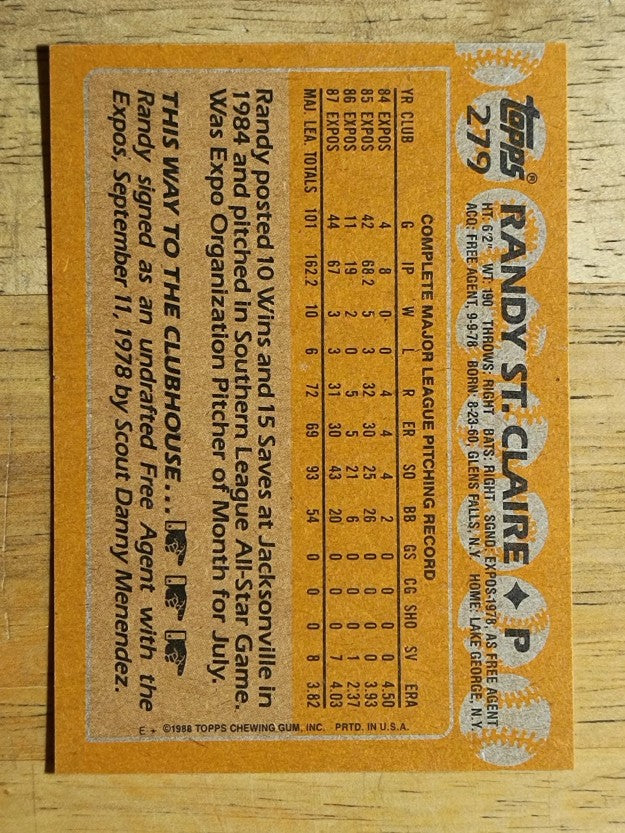 1988 Topps #279 Randy St.Claire