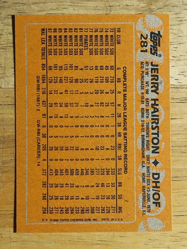 1988 Topps #281 Jerry Hairston
