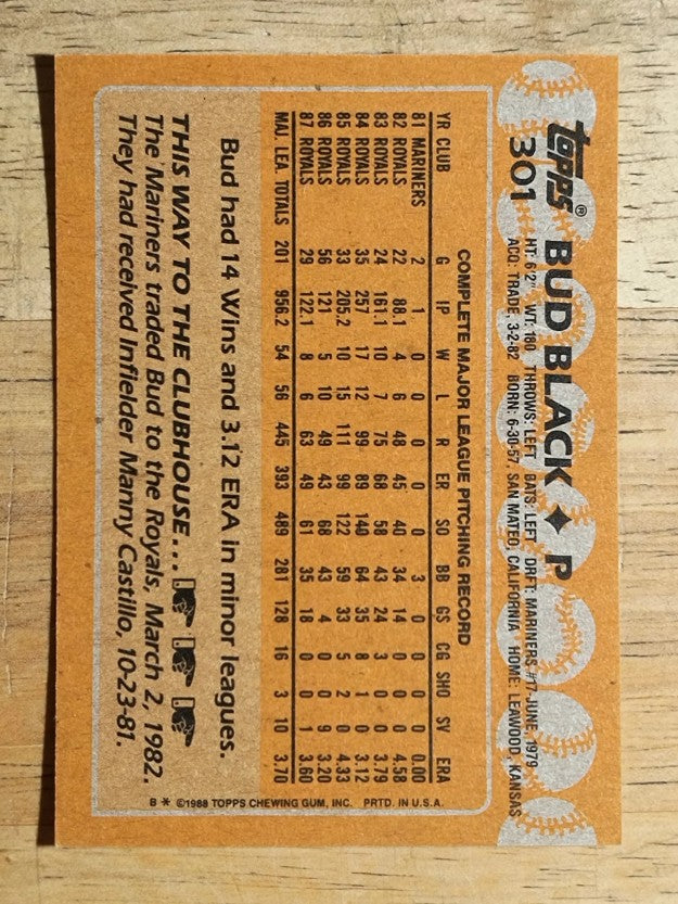 1988 Topps #301 Bud Black