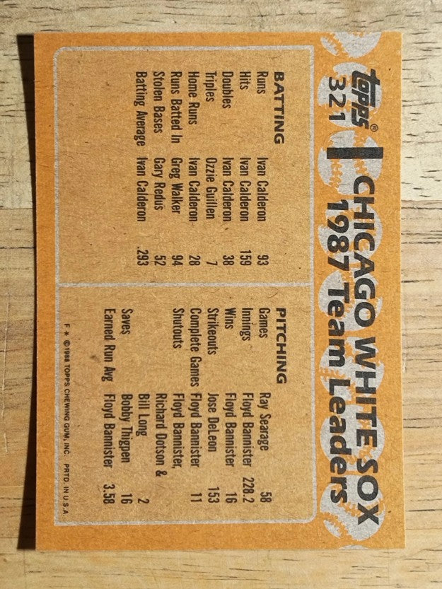 1988 Topps #321 Harold Baines/Carlton Fisk TL