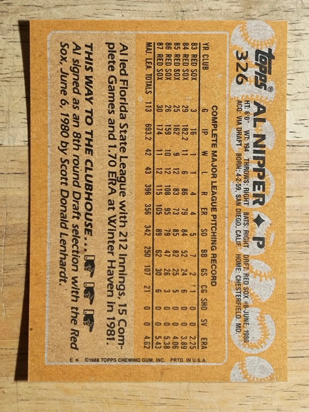 1988 Topps #326 Al Nipper