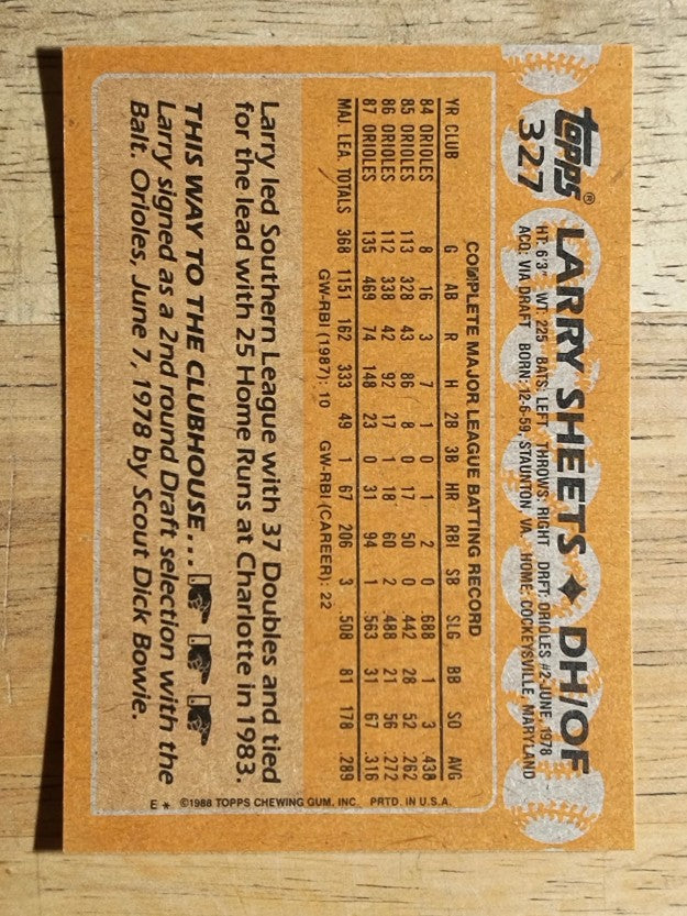 1988 Topps #327 Larry Sheets