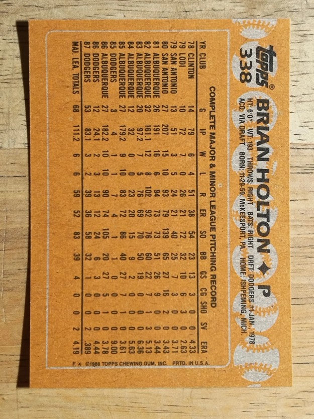 1988 Topps #338 Brian Holton