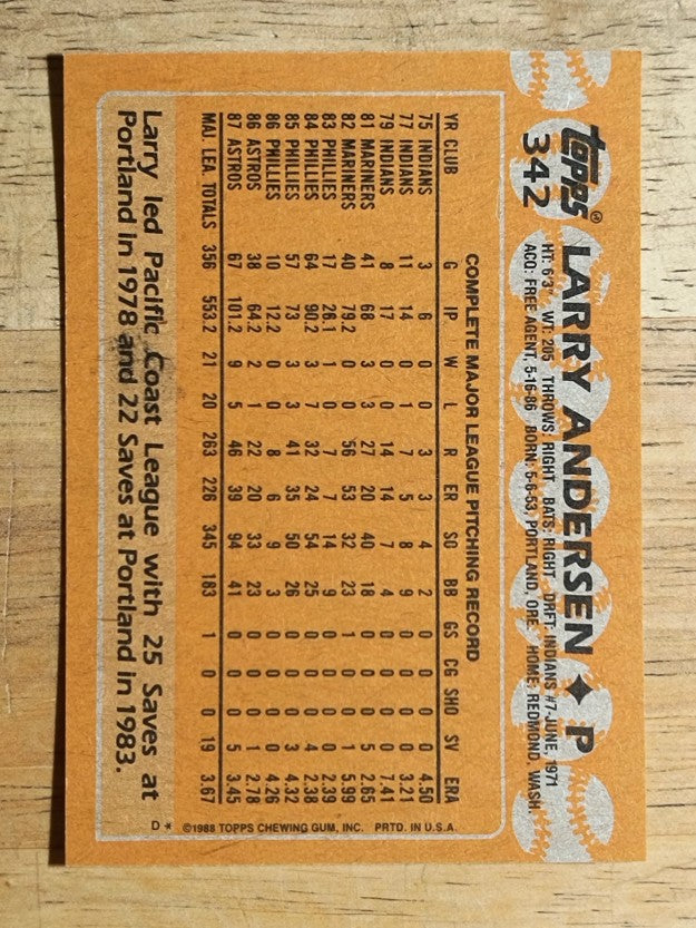 1988 Topps #342 Larry Andersen
