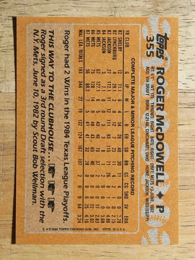 1988 Topps #355 Roger McDowell