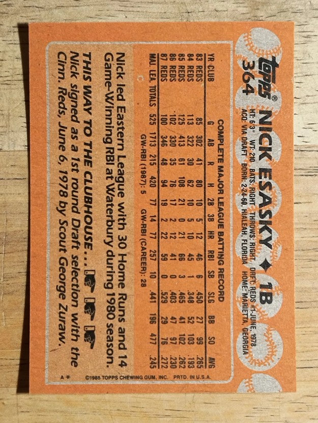 1988 Topps #364 Nick Esasky