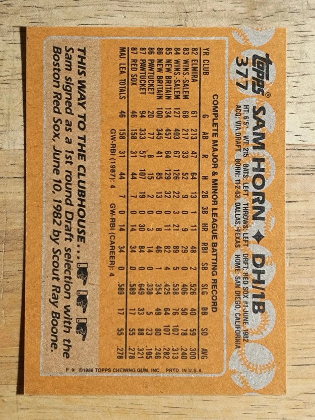 1988 Topps #377 Sam Horn RC
