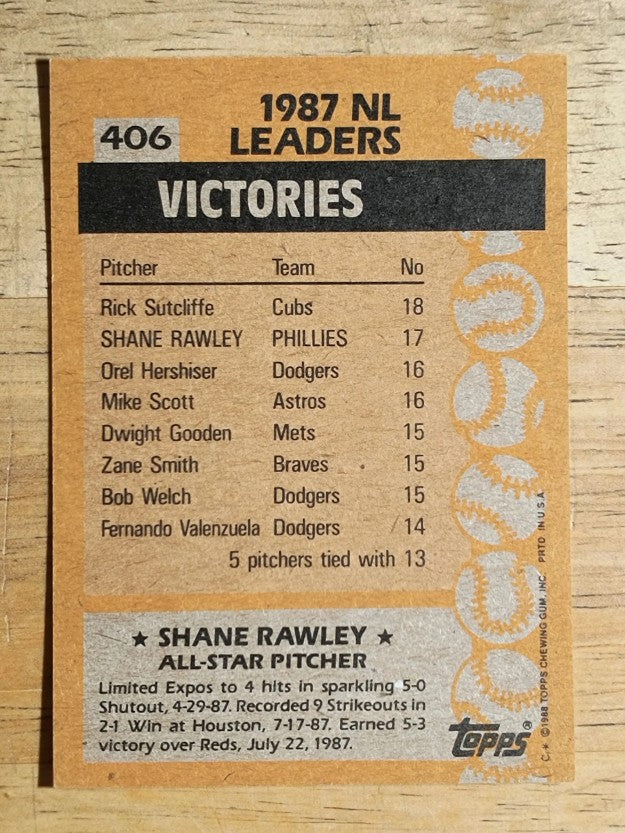1988 Topps #406 Shane Rawley AS