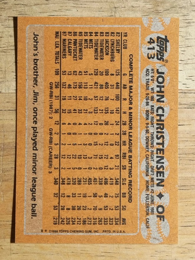 1988 Topps #413 John Christensen