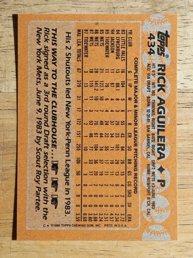1988 Topps #434 Rick Aguilera