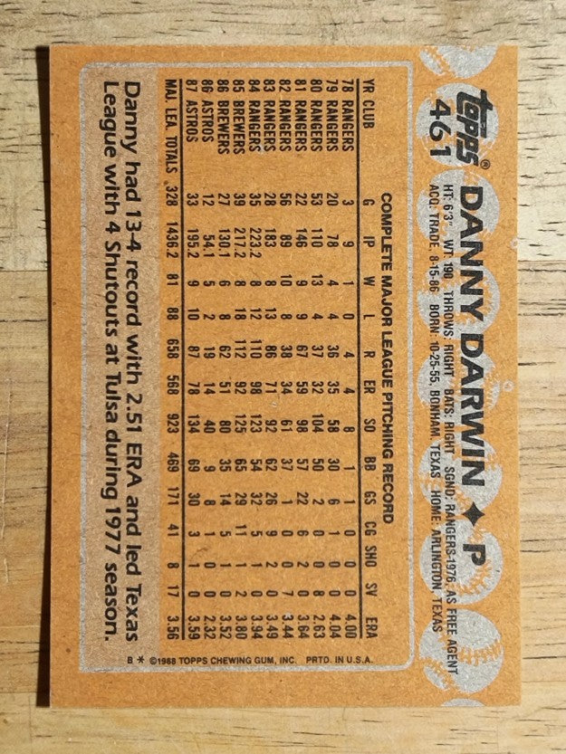 1988 Topps #461 Danny Darwin