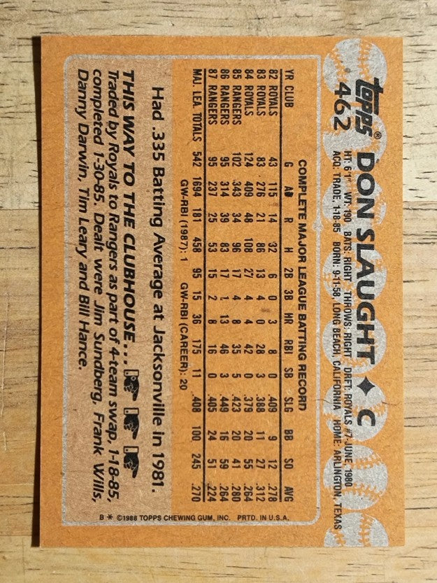 1988 Topps #462 Don Slaught
