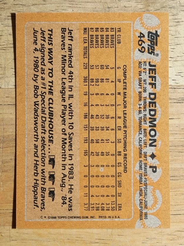 1988 Topps #469 Jeff Dedmon