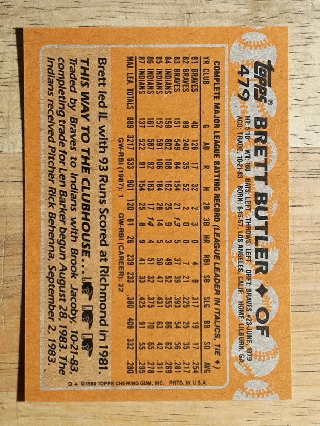 1988 Topps #479 Brett Butler